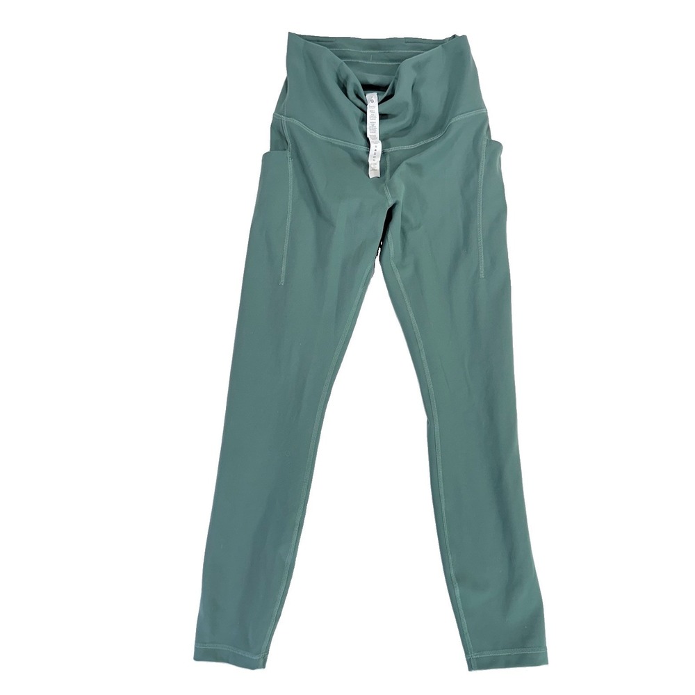 Lululemon Wunder Train High Rise Tight Pockets 25 Gray Eucalyptus Size 6 LW5EPSS